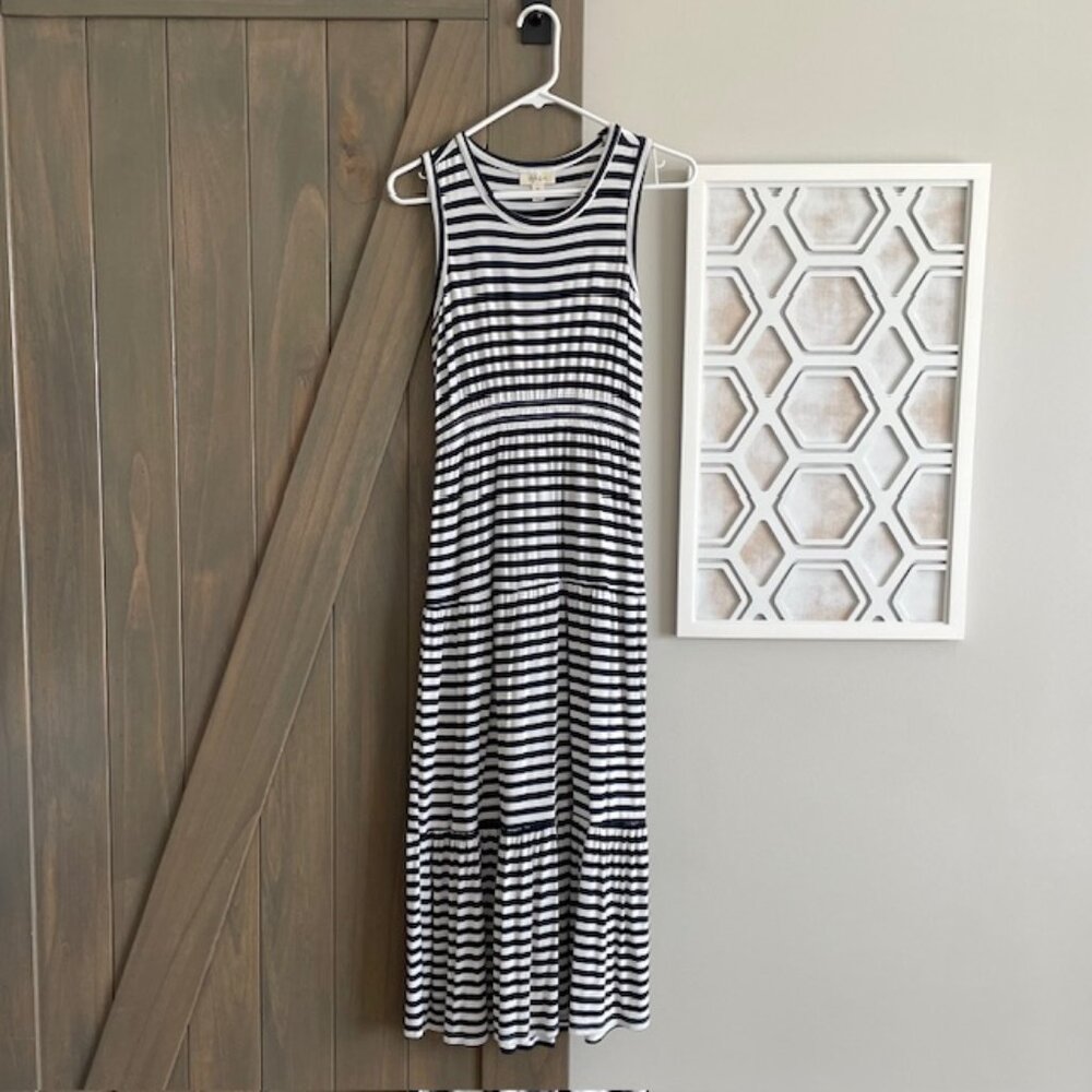 Women's Style & Co Striped Sleeveless Maxi Dress Blue/ White - Size PS